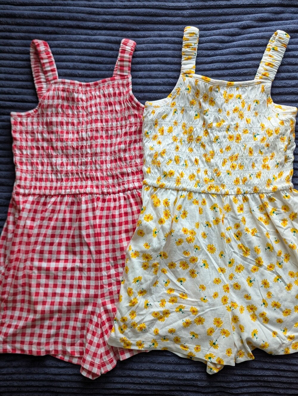 Old Navy Girls' Romper Set - Red Gingham & Yellow Floral